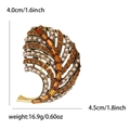 Elegante bladbroche met strasstenen, goudkleurige legering en amberkleurige stenen - Bruin (4927-BR)
