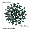 Luxuriöse Brosche mit grünen Kristallen und goldenem Legierungssockel, 5,2 cm Durchmesser - Grün