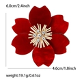Red acrylic flower brooch with marble texture and crystal center dimensions shown - Red