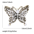 Spilla a farfalla elegante con perle e strass larga 5,6 cm per abbigliamento donna - Oro