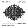 Spilla a fiore vintage di lusso in lega con strass grigi e misure del prodotto - Nero
