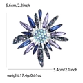 Spilla a girasole vintage con strass viola e base argentata, specifiche dimensionali - Blu (4943-BL)