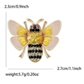 Vintage gold bee brooch with yellow gemstone and crystal wings, 2.7x2.3cm size - Yellow