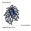 Elegant coral branch crystal firework brooch with deep blue teardrop gemstone and purple rhinestones - Blue