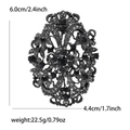Spilla retrò in lega nera con strass neri e motivi traforati per donne eleganti - Nero Gunmetal