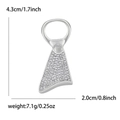 Detail showing dimensions of rhinestone pull tab brooch measuring 4.3cm by 2.0cm - Silver