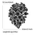 Vintage alloy rhinestone brooch with dark grey glass stones in floral motif - Gun Black