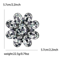 Vintage hollow flower brooch with blue and purple rhinestones in antique silver finish - Blue