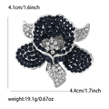Detailed view of rhinestone peony brooch with dimensions 4.4cm x 4.1cm and 19.1g weight - Blue 4362-BL