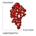 Red flower crystal brooch with gold finish, size 6.5x4.1cm and 25.8g weight specs - Red 4915-RD