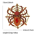 Spinneweb broche met rode strass-steentjes en goudlegering inclusief maat en gewicht - Rood