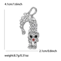 Spilla a gatto classica in lega d'argento con strass bianchi, misura 4,1 cm per 2,1 cm - Argento