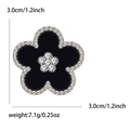 Eleganter 3 cm schwarzer Emaille-Blumen-Brosche mit funkelnden Kristallen für Damen - Schwarz