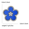 Eleganter blauer Blumen-Anstecknadel mit Strasssteinen und Vergoldung in 3cm Größe - Blau