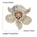 Elegant gold flower brooch with colorful rhinestones, size 4.1cm by 4.4cm dimensions - Gold 4362-GD