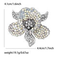 Sparkling silver flower brooch with rainbow rhinestones and size measurements guide - Silver 4362-SL