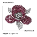 Elegant silver alloy flower brooch with pink and white rhinestones, size 4.4x4.1cm - Purple 4362-PU