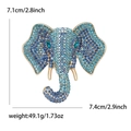 Exaggerated elephant head brooch with blue gradient rhinestones and gold alloy details - Blue