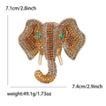 Elephant brooch with amber and orange rhinestones, dimensions 7.4x7.1cm weighing 49.1g - Brown