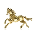 Elegant gold-tone running horse brooch in polished alloy for men suit coat lapel - Golden Horse Brooch