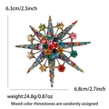 Élégante broche étoile dorée avec des strass multicolores éclatants et des cristaux - Coloré