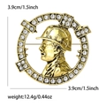 Goldfarbene Ingenieur Brosche mit Straßsteinen und Arbeiterprofil, Durchmesser 3,9 cm - Gold (5014-GD)