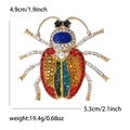 Vintage beetle insect brooch with colorful rhinestones in 4.9cm x 5.3cm size - Multi-color 5001-MX