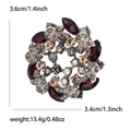 Luxury rhinestone floral wreath brooch in vintage alloy with dimensions and weight data - Purple