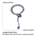 Detailed view of snake brooch with dimensions 6.3x3.6cm and blue crystal pendant - Blue (5020-BL)