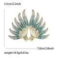 Elegante spilla a forma di ala con strass blu e argento e base dorata da 7,0 cm - Blu
