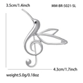 Detaillierte Ansicht der Kolibri-Notenschlüssel-Brosche mit Maßen von 4,3 cm x 3,5 cm - Silber