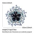 Spilla a fiocco di neve con strass blu e cristalli, diametro di circa 5,0 cm - Blu