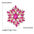 Fashionable golden flower brooch with pink rhinestones and crystals, dimensions 6.5x5.5cm - Rose Red