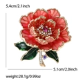 Dimensioni della spilla a fiore di peonia in smalto rosso con strass brillanti - Rosa