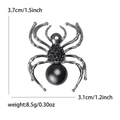 Broche de araña de plata con diamantes de imitación negros y perla, 3,7x3,1cm - Negro