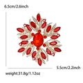 Luxurious vintage gold alloy brooch with radiant red glass crystals and white rhinestones - Red