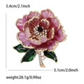 Spilla a forma di peonia in smalto rosa con strass lucidi e gambo in lega dorata - Viola