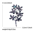 Creative flower branch brooch with purple crystals and silver finish for women - Blue Flower Style (MM-BR-5132-BL)
