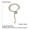 Gold-plated snake brooch with white rhinestones and pear-shaped zircon drop pendant - Gold (5020-GD)
