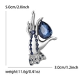 Spilla vintage mano con gemma a goccia blu e indicazioni delle misure reali - Stile Gemma Blu Argentata (MM-BR-5137-SL)
