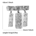 Broche colgante de tótem de plata vintage con motivos de aves y medidas para accesorios - Plata Envejecida