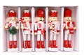 Ensemble de 5 casse-noisettes en bois rouge et blanc avec cordons de suspension dorés - Style Rouge et Blanc / Rouge & Blanc
