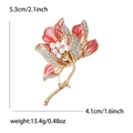 Pink enamel begonia flower brooch with white pearls and rhinestones on a gold base - Pink