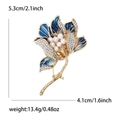 Luxury blue enamel crabapple flower brooch with pearls and crystals in gold finish - Blue