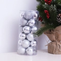 Set di palline di Natale argento con finiture opache e glitterate in un tubo cilindrico - 4cm / Argento