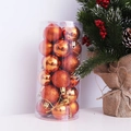 Set of orange Christmas ball ornaments in shiny, matte, and glitter finishes - Bronze