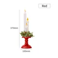 Roter 3-flammiger LED-Kerzenständer mit Tannennadeln und Beeren, 370 mm Weihnachtsdekoration - 3-Kerzen Rot