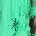 Halloween zwarte plastic spin decoratie met fluorescerend groen synthetisch spinnenweb decor - Groen 20g (Inclusief 2 Spinnen)