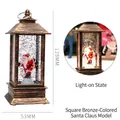 Lanterna di Natale quadrata in bronzo con Babbo Natale e luce LED con glitter mobili - Babbo Natale Bronzo Stile Acqua