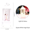 Lanterna natalizia bianca quadrata con angelo ed effetto glitter a LED - Angelo Bianco Stile Acqua